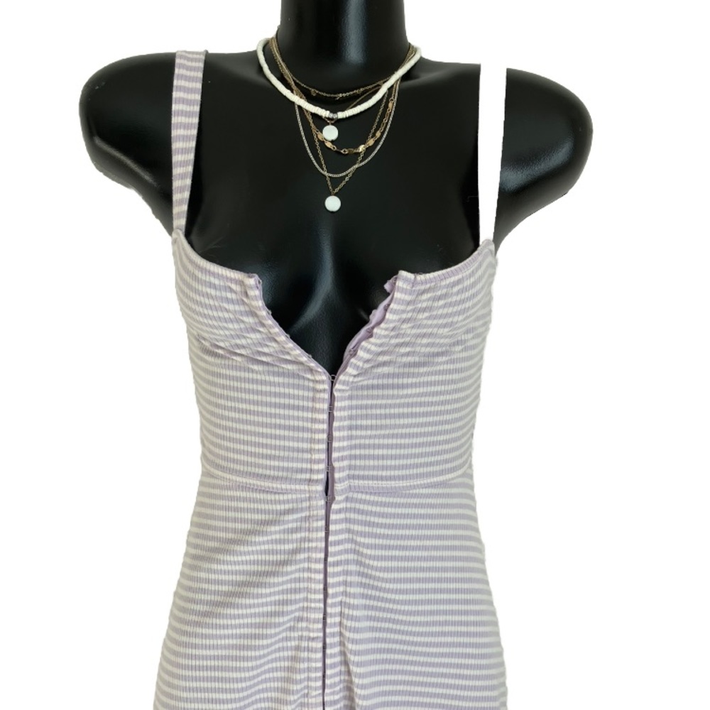 Forever 21 lilac STRIPED hook & eye TANK DRESS size: SMALL 0 2 4 EUC!
